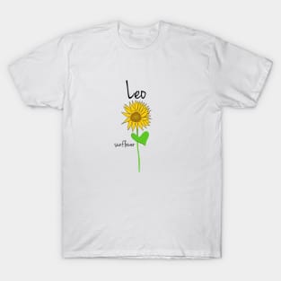 Leo Zodiac Sign Flower Art T-Shirt